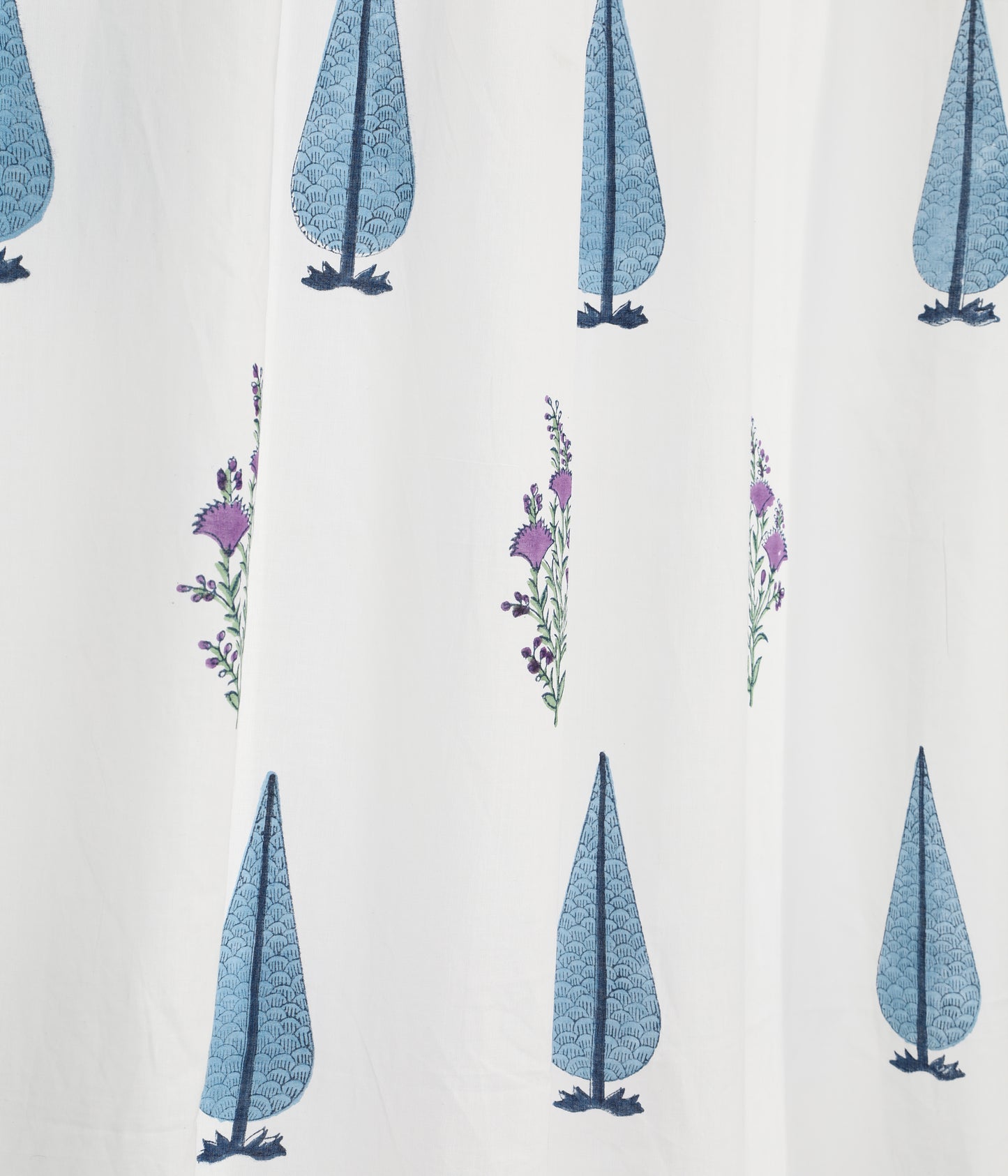 Blue Leaf Semi-Sheer Curtain