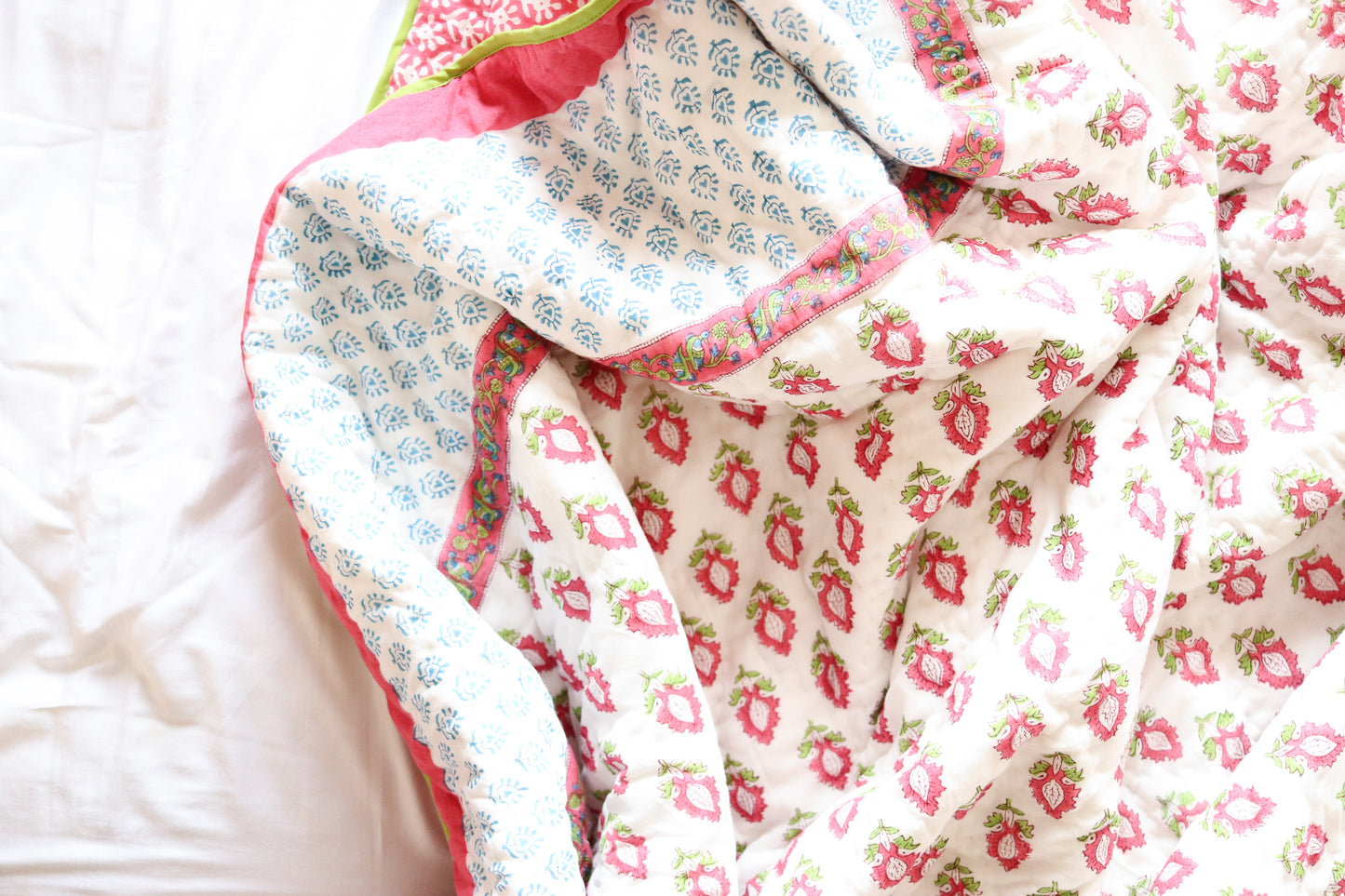 Whimsical Garden: Pink Playful Enchantment Cotton Quilt