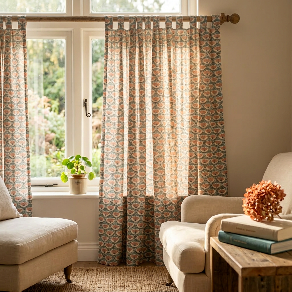 Coral Blush Semi-Sheer Curtain
