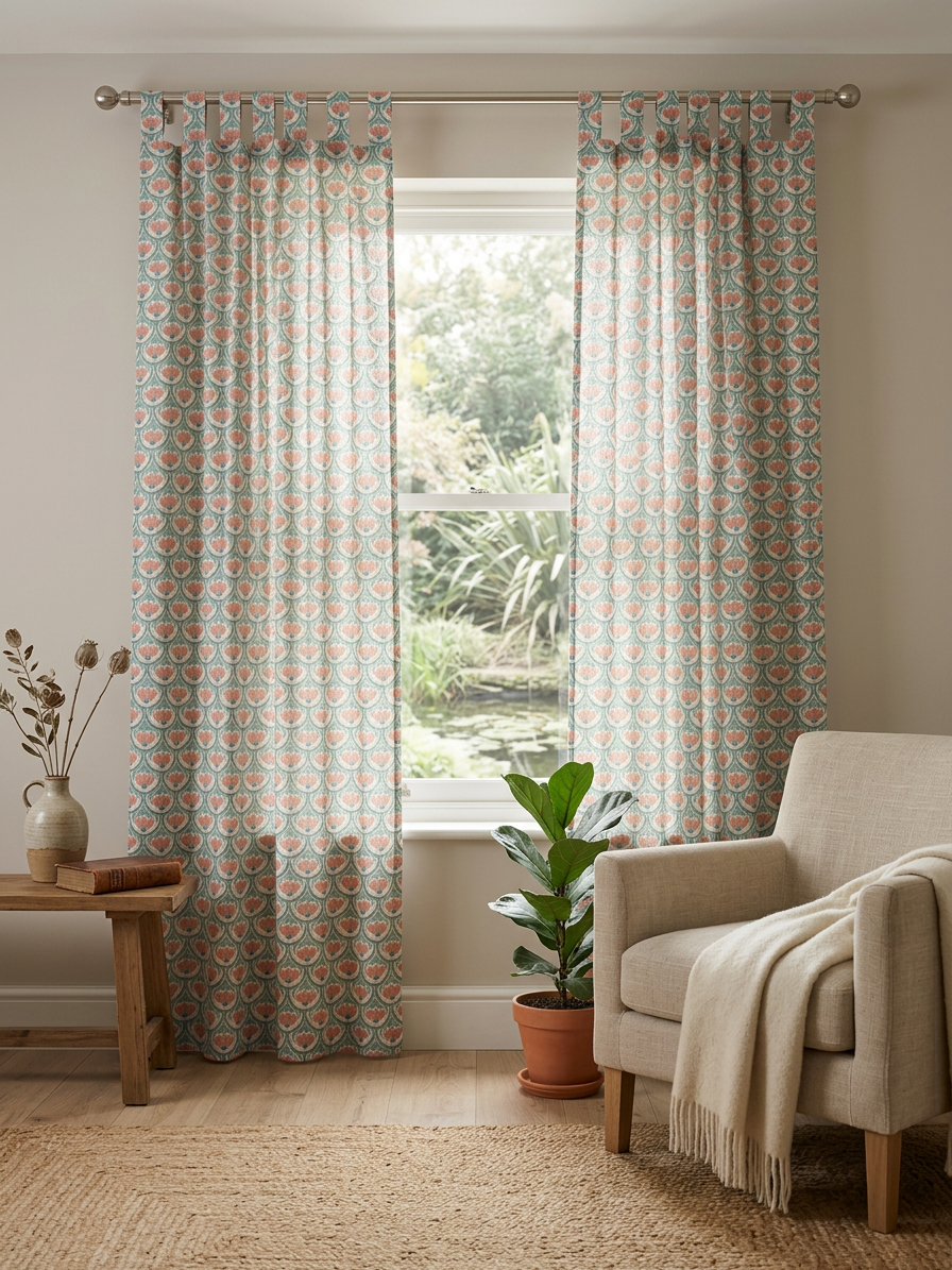 Coral Blush Semi-Sheer Curtain