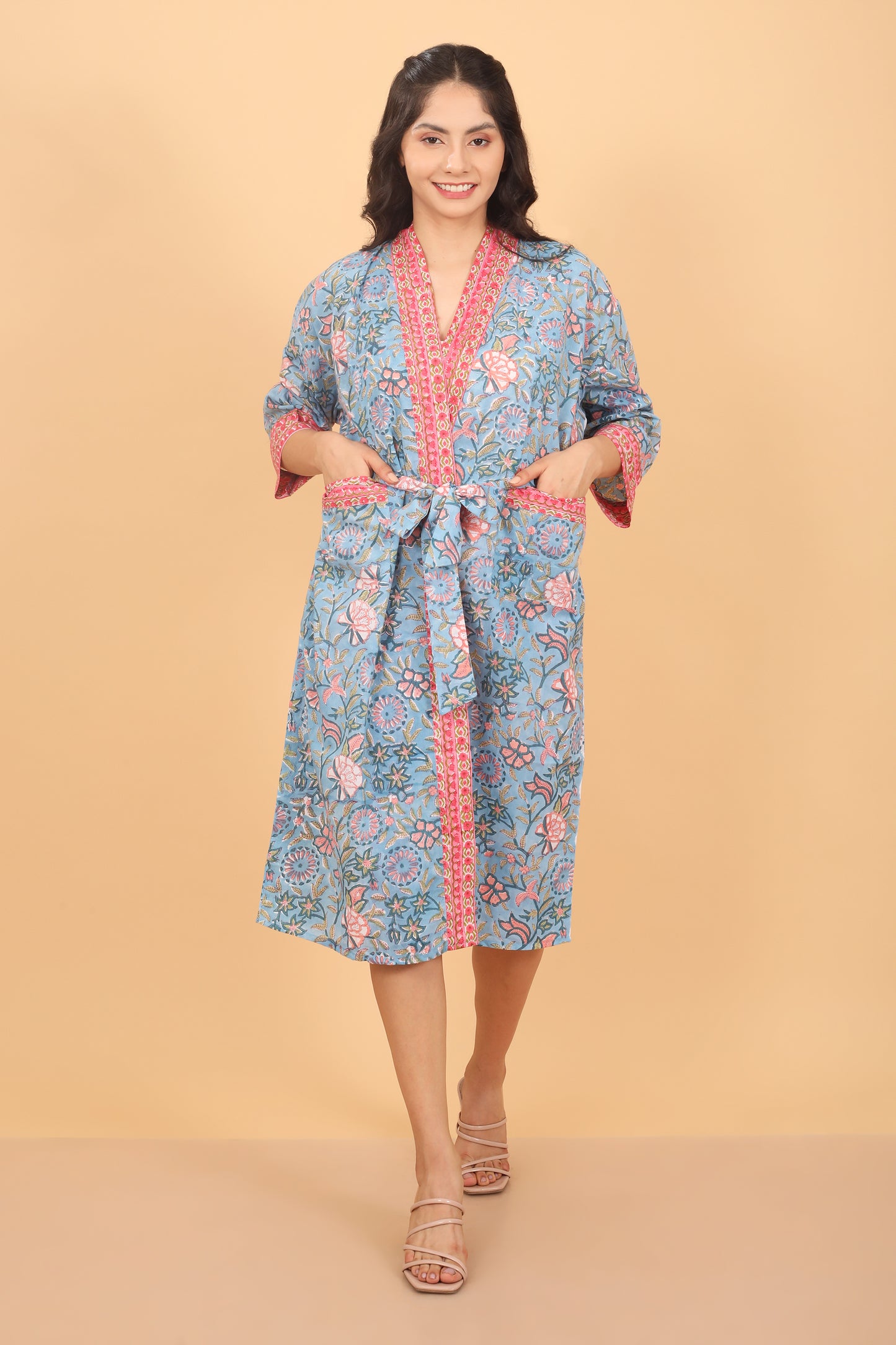 Ocean breeze - Sea foam green cotton robe