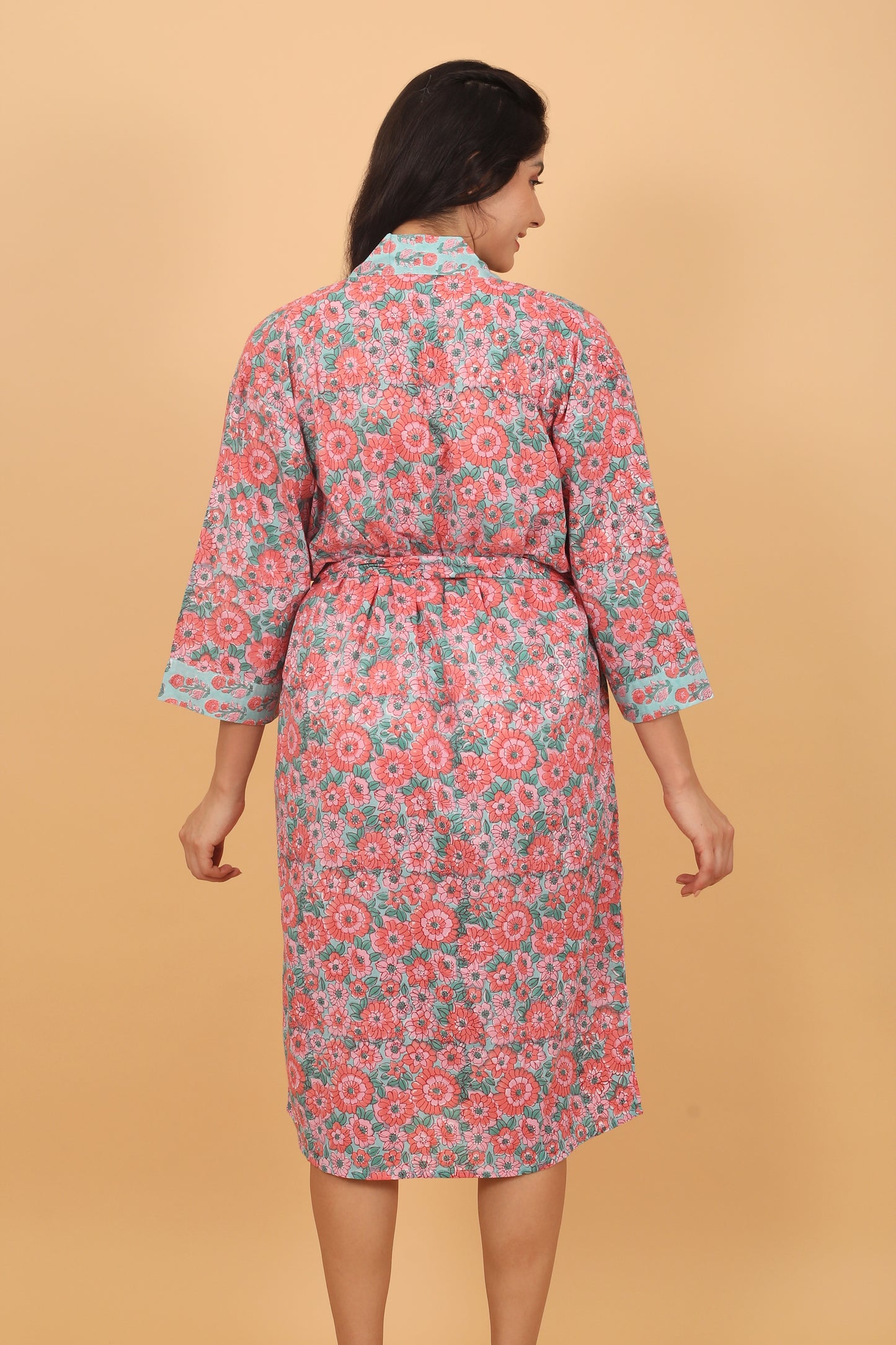 Blush blossom pink cotton robe