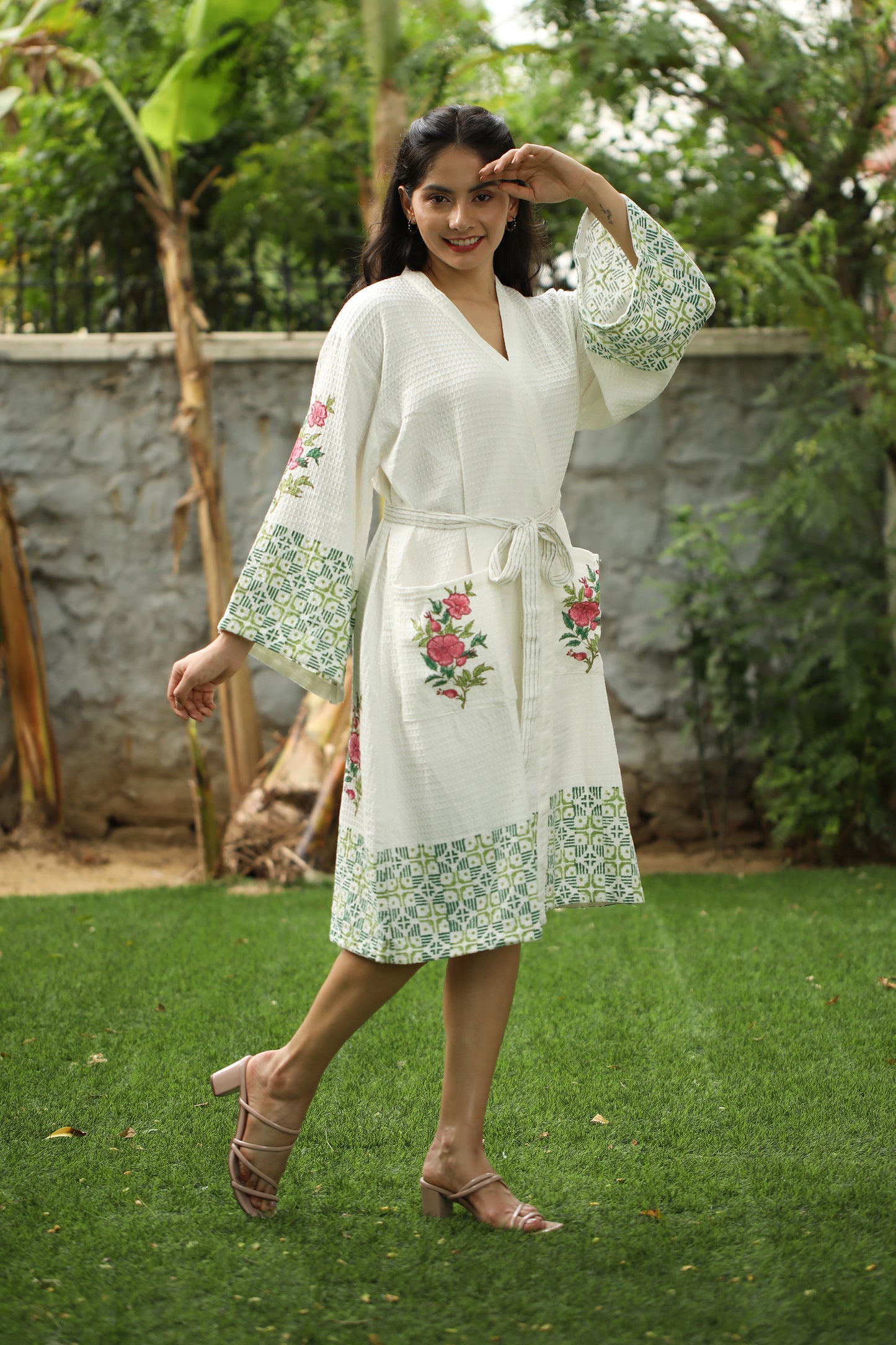 Red & Green Waffle Towel Robe