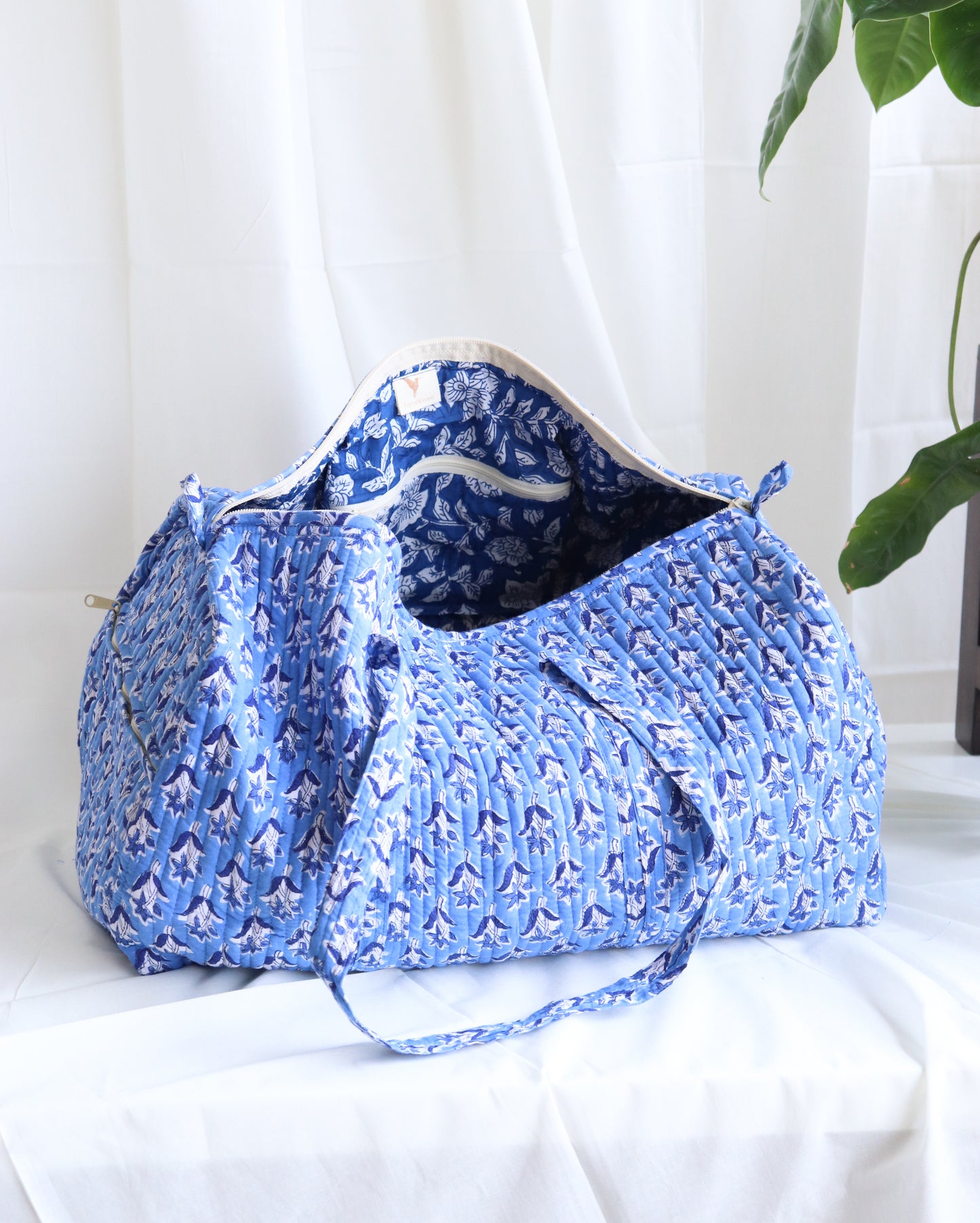 Floral Duffle Bag - Lapis Blue