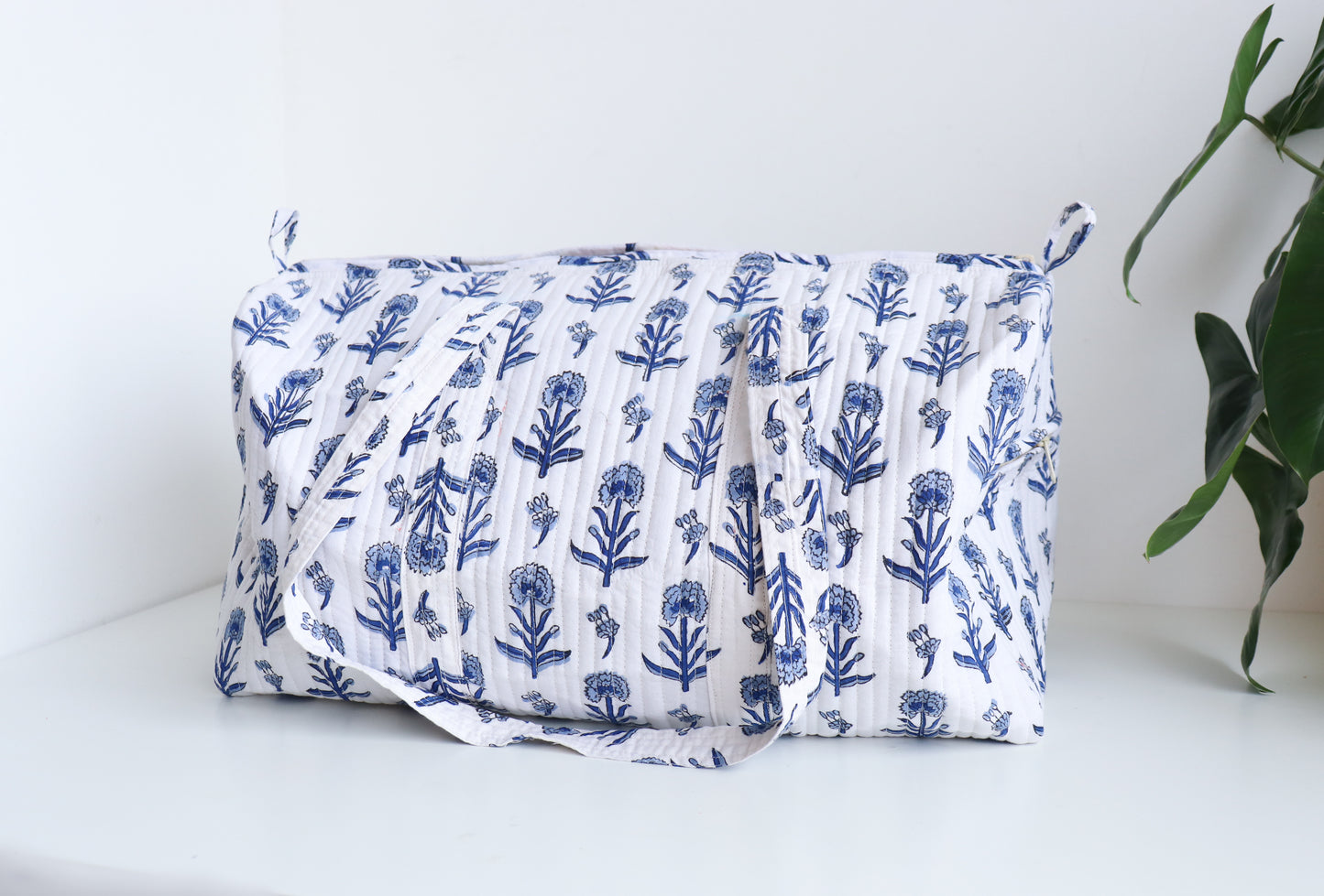 Floral Duffle Bag - Blue Travel bag