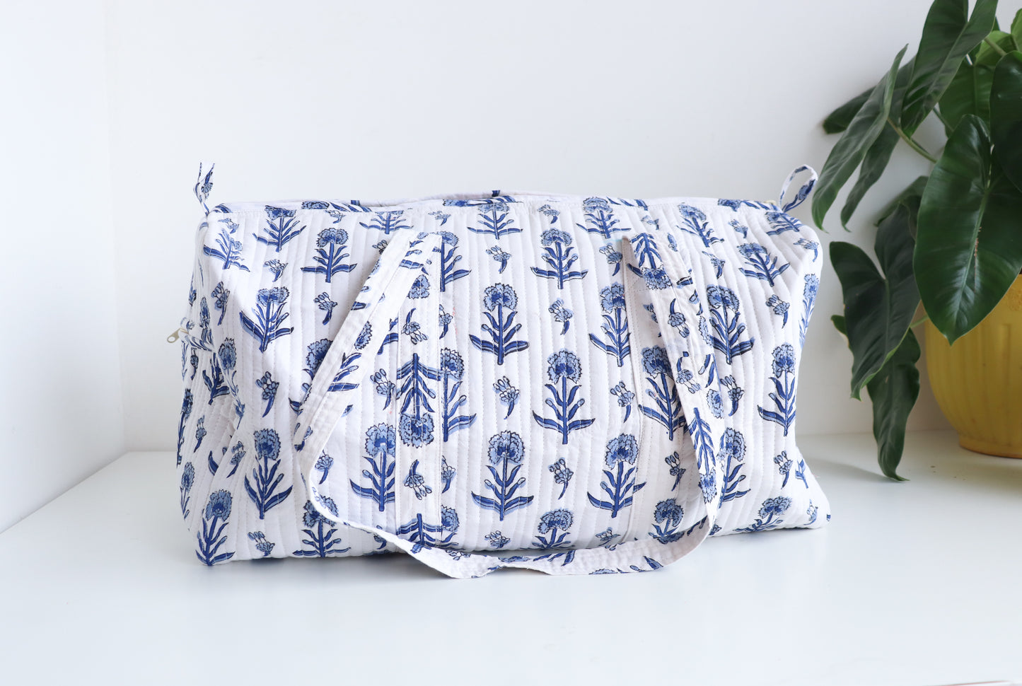 Floral Duffle Bag - Blue Travel bag