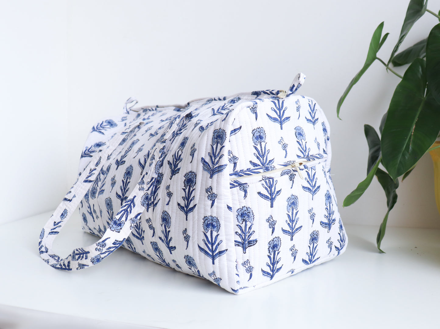 Floral Duffle Bag - Blue Travel bag