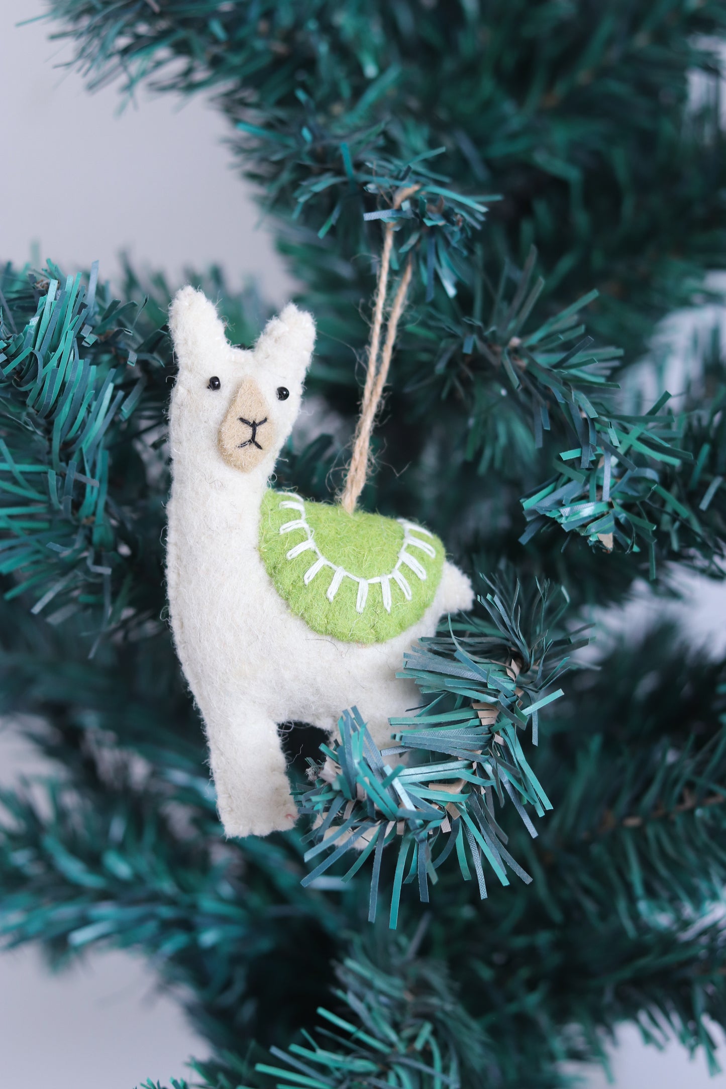 White Llama Christmas Ornament