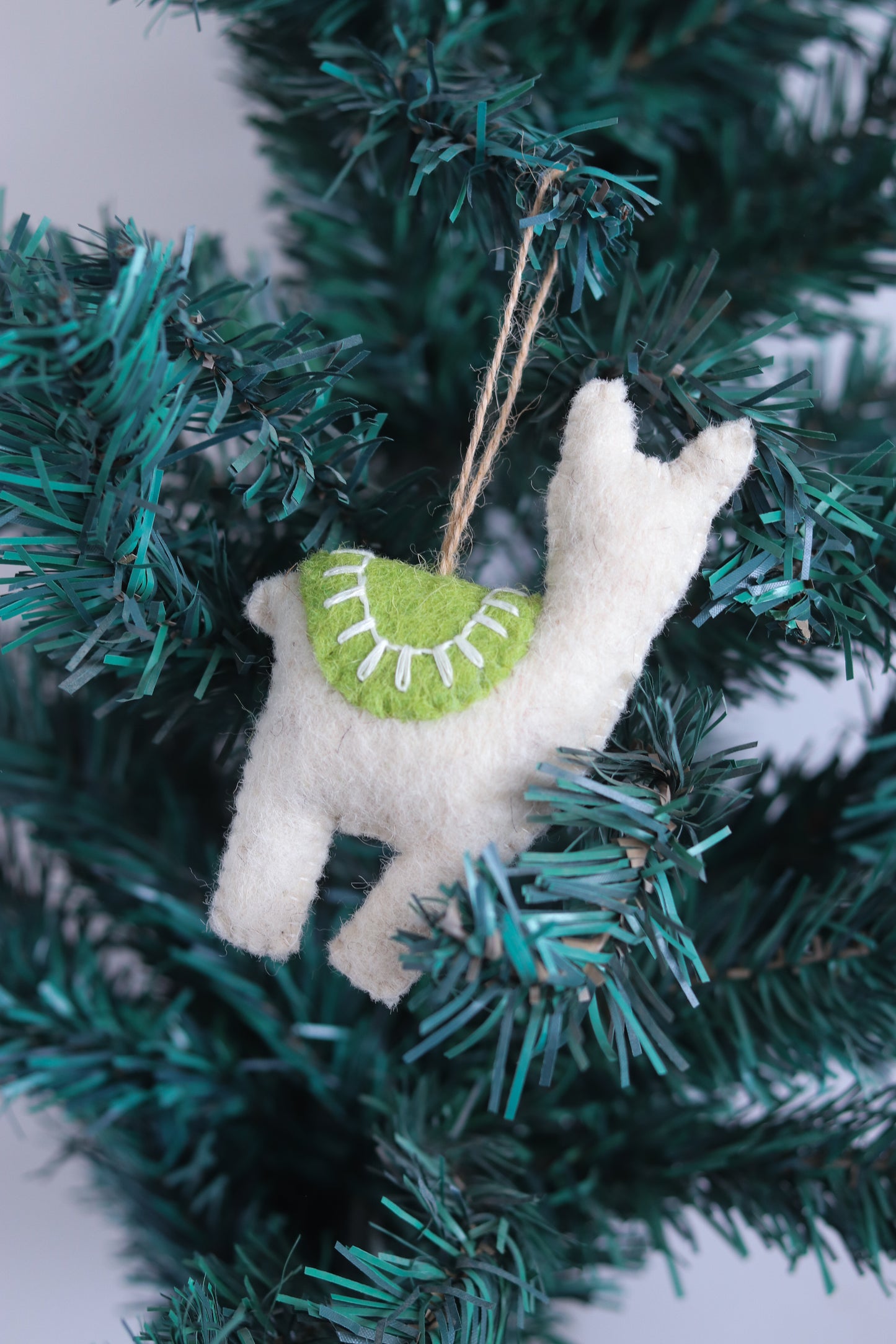 White Llama Christmas Ornament