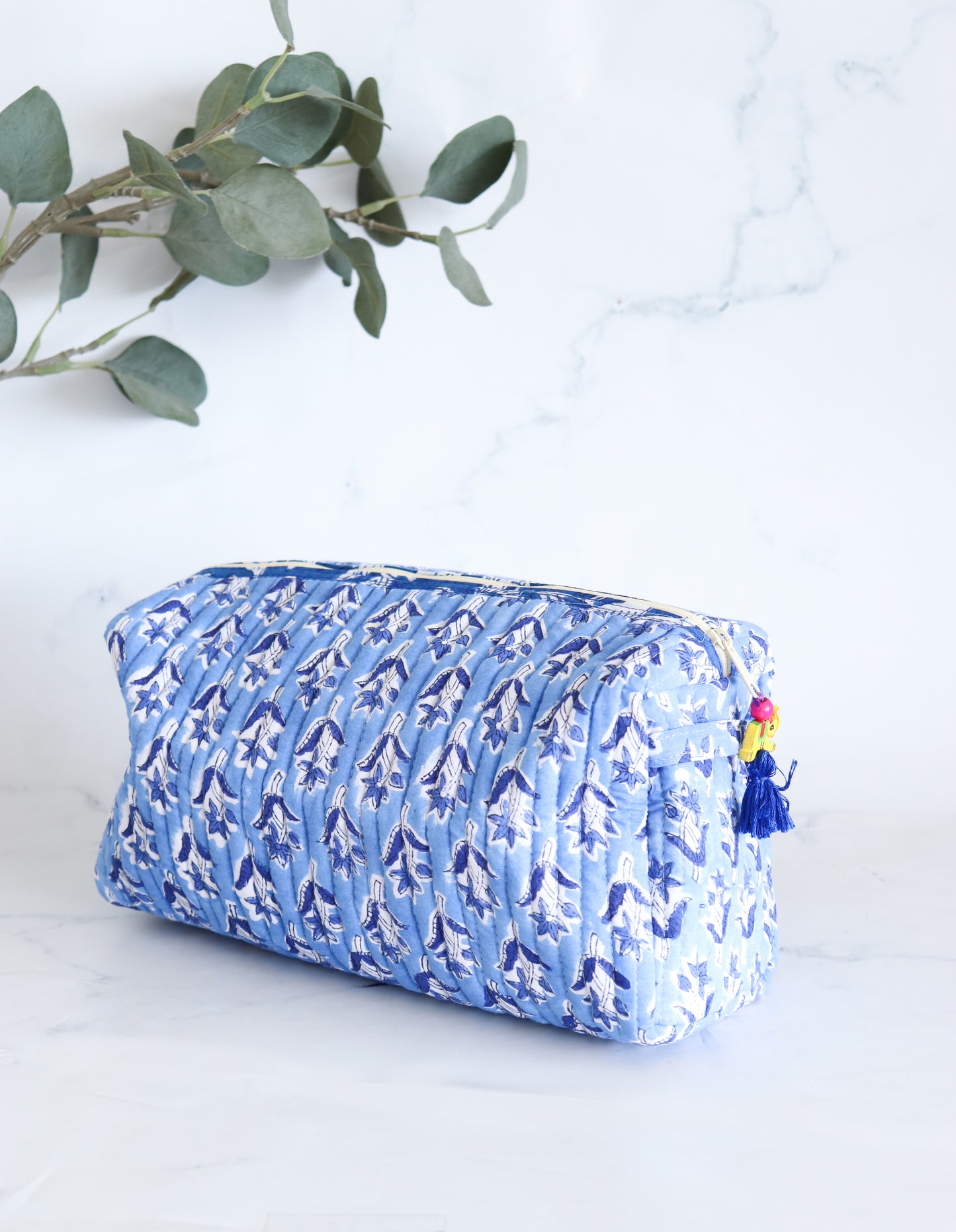 Quilted Makeup Bag - Lapis Blue