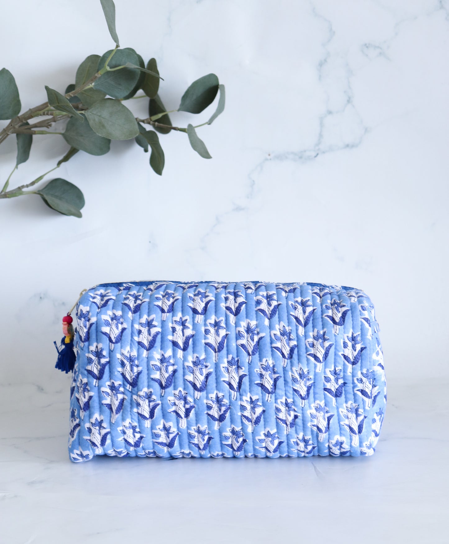 Quilted Makeup Bag - Lapis Blue