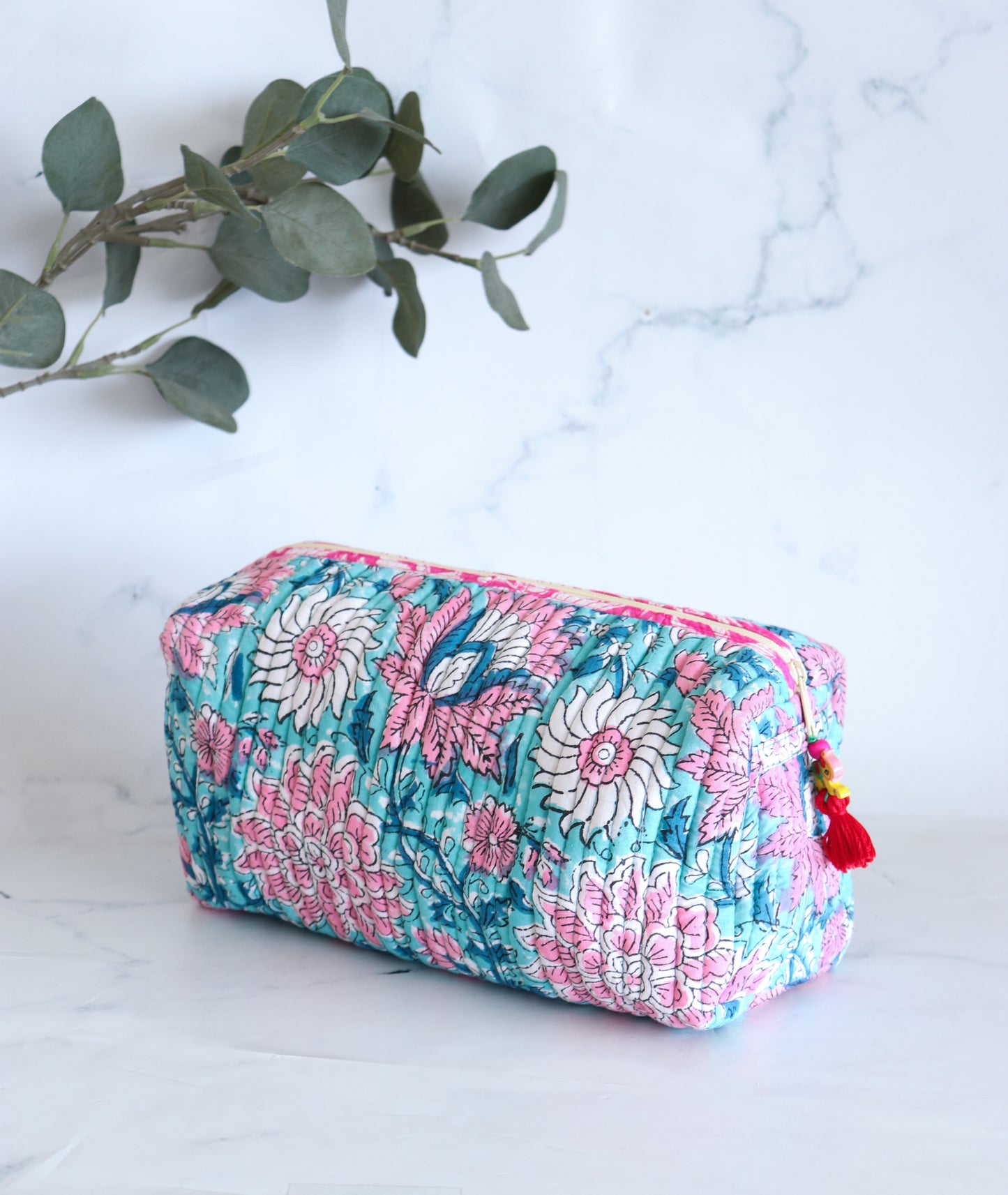 Floral Quilted Makeup Bag - Breeze
