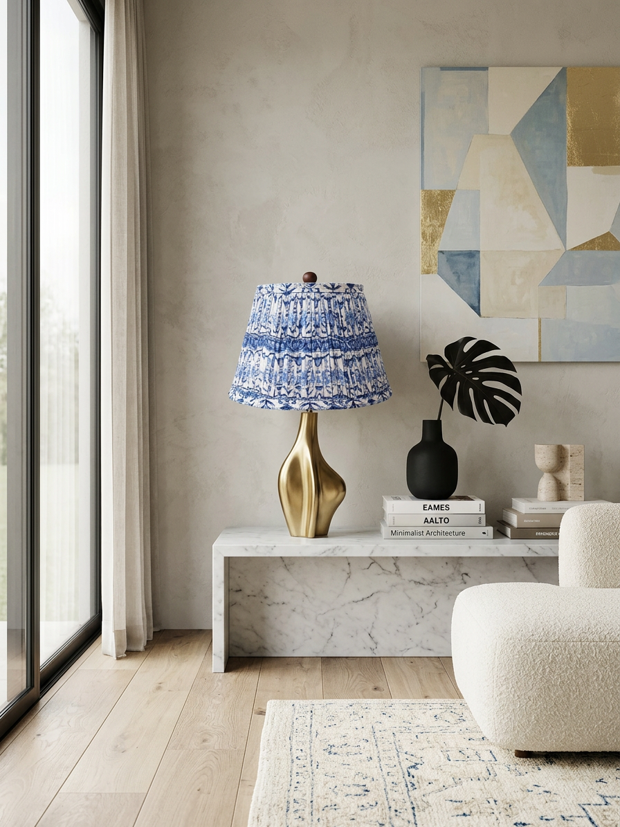 Capri Blue Gathered Empire Lampshade