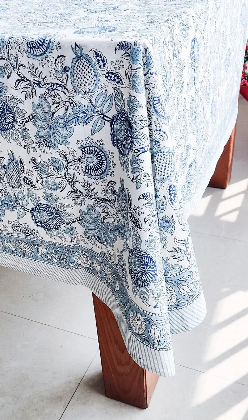 White & Blue Table Cloth