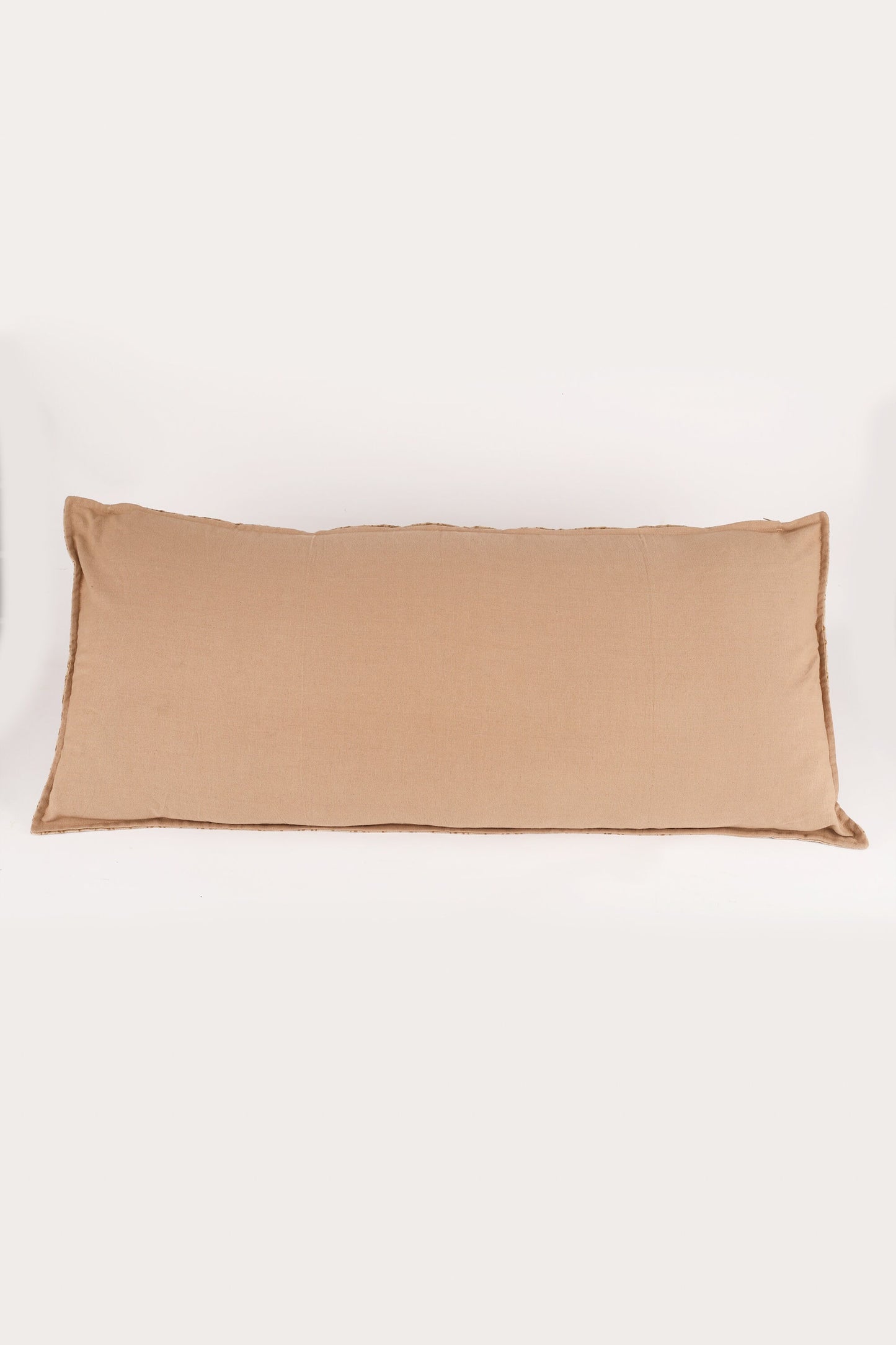 Oversized Lumbar Pillow Cover | Hand Block Print Neutral Cushion | 16x36 Boho Throw Pillow | Bed & Sofa Decor | Cotton Back with Zipper