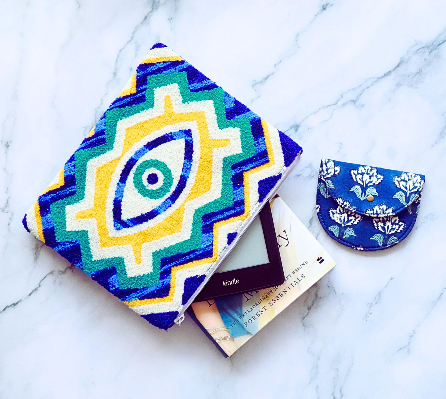 Evil Eye Punch Needle Laptop Sleeve | Handmade MacBook & Tablet Case | 8”, 11”, 13” Sizes | Boho Tech Sleeve | Protective Gift for Students