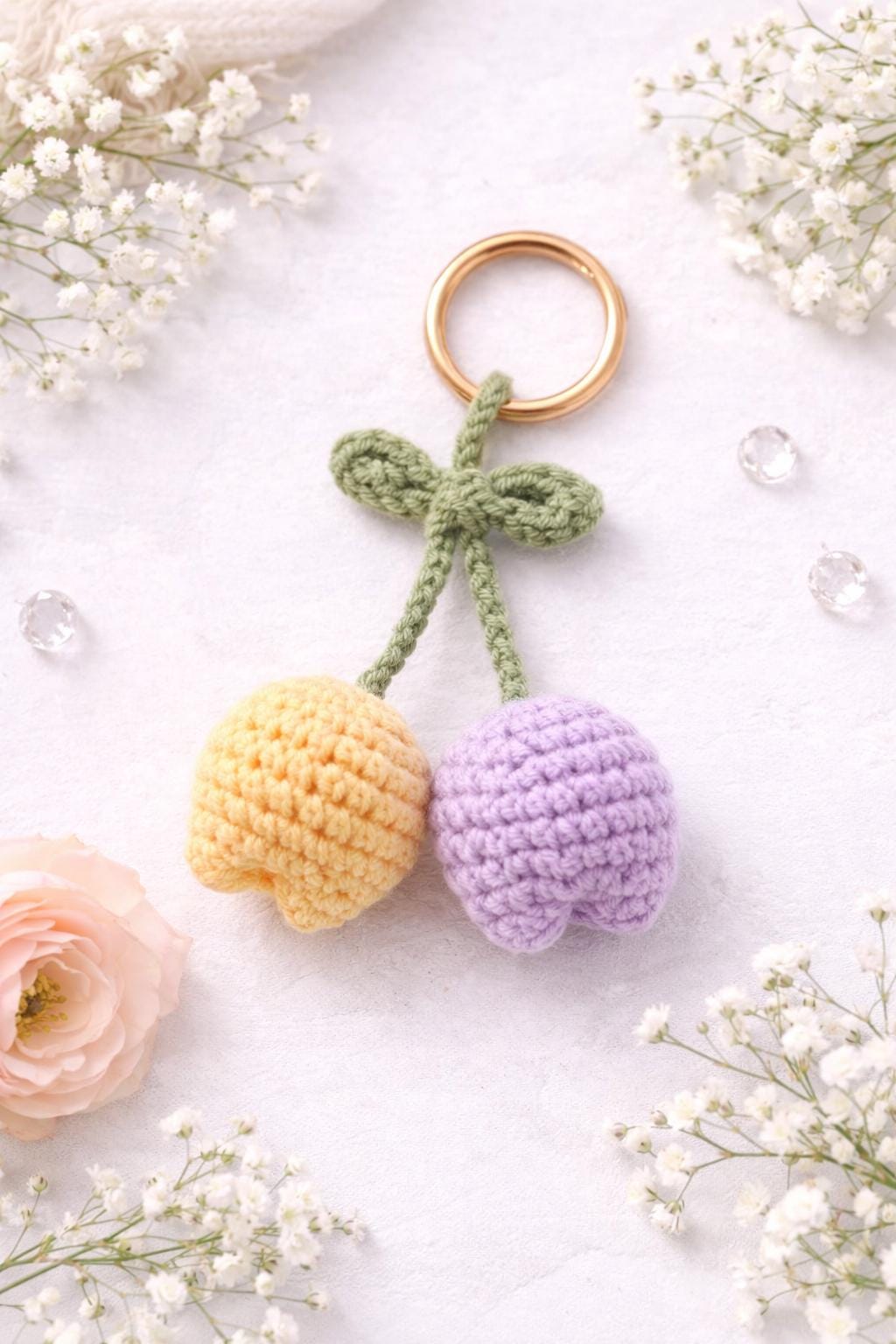 Valentine's Gift Jewelry Roll Set | Hand Block Printed Cotton Jewelry Organizer with Peppermint Essential Oil & Crochet Keychain, Travel Set