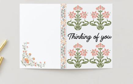 Thinking of You Printable Card – 5x7 Floral Sympathy Card JPG PNG PDF, Instant Download Encouragement Card, Elegant Botanical Design