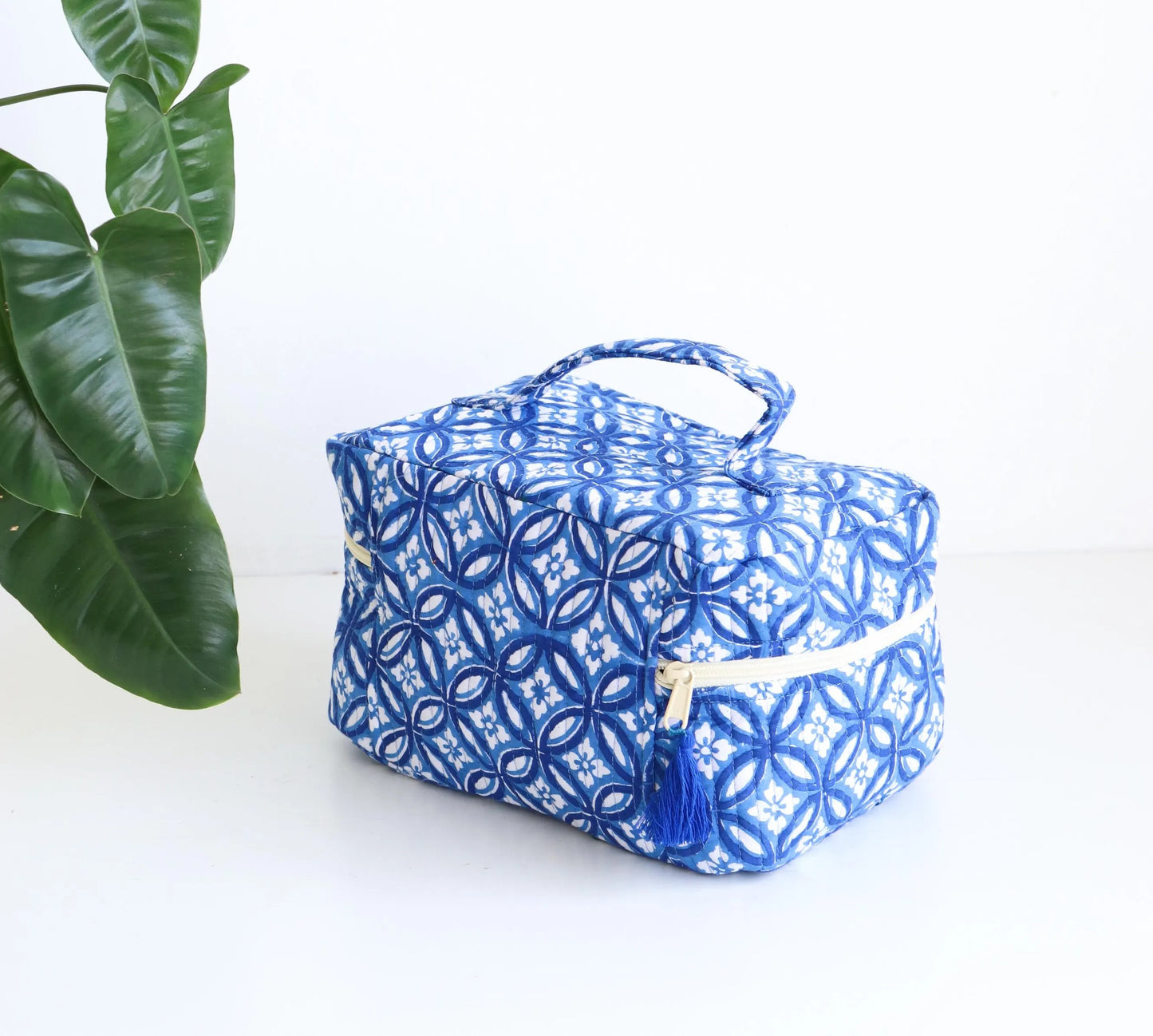 Blue Vanity Bag in Quilted Cotton
