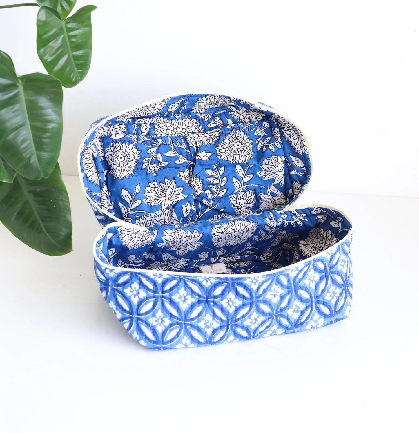 Blue Vanity Bag in Quilted Cotton