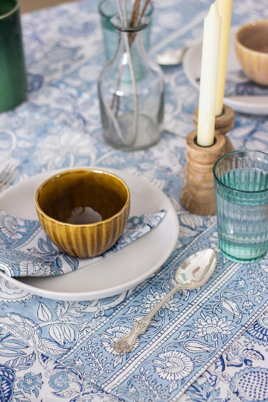 Blue Floral Block Print Placemats - Set of 6