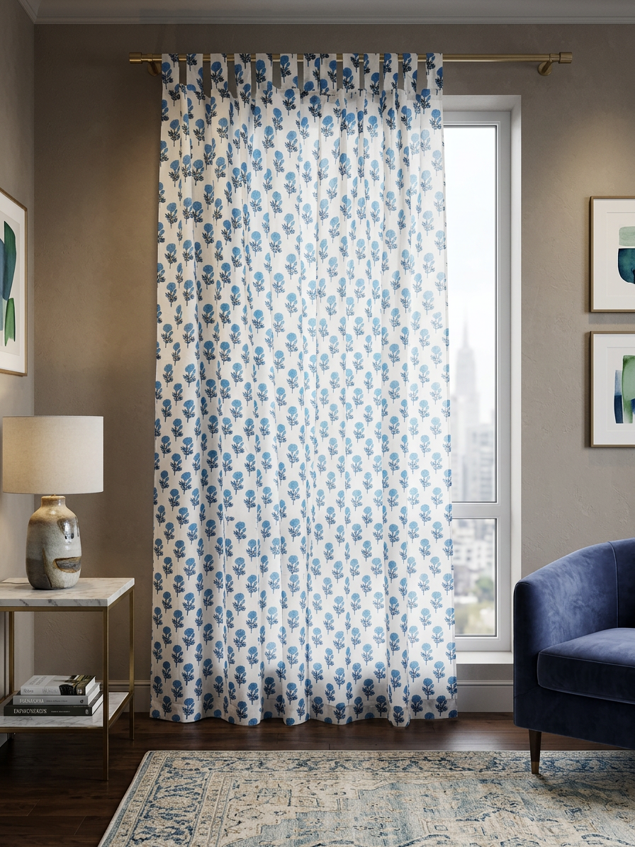 Bleu Jardin Semi-Sheer Curtain