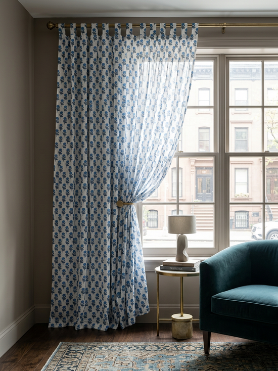Bleu Jardin Semi-Sheer Curtain