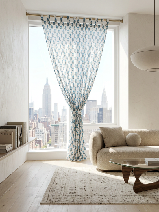 Bleu Jardin Semi-Sheer Curtain