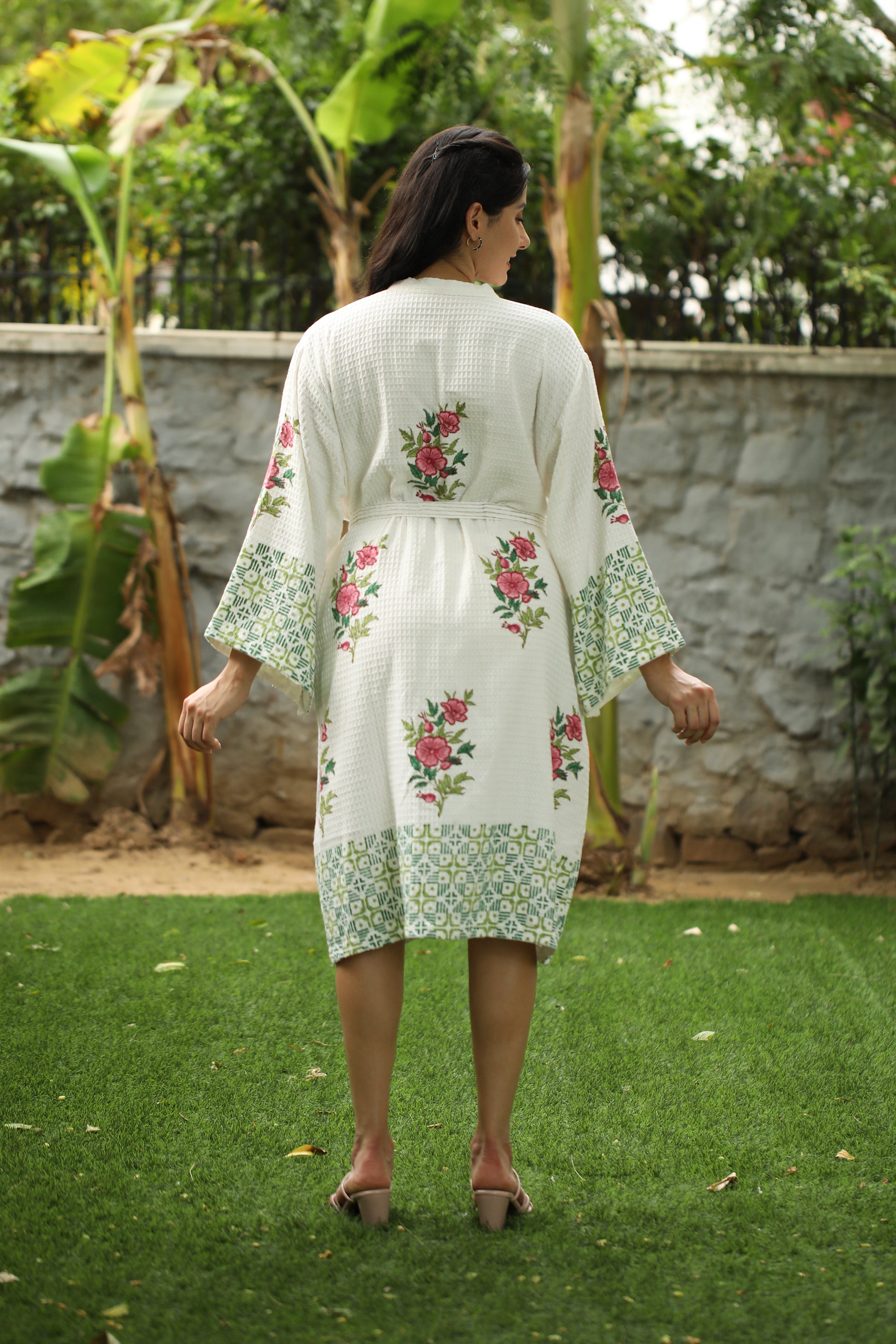 Red & Green Waffle Towel Robe
