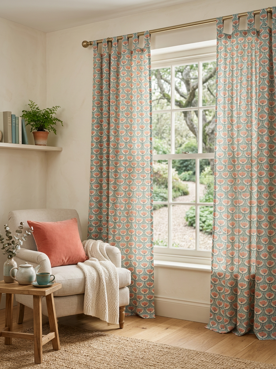 Coral Blush Semi-Sheer Curtain
