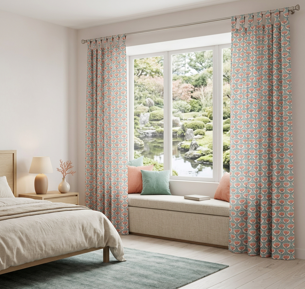 Coral Blush Semi-Sheer Curtain