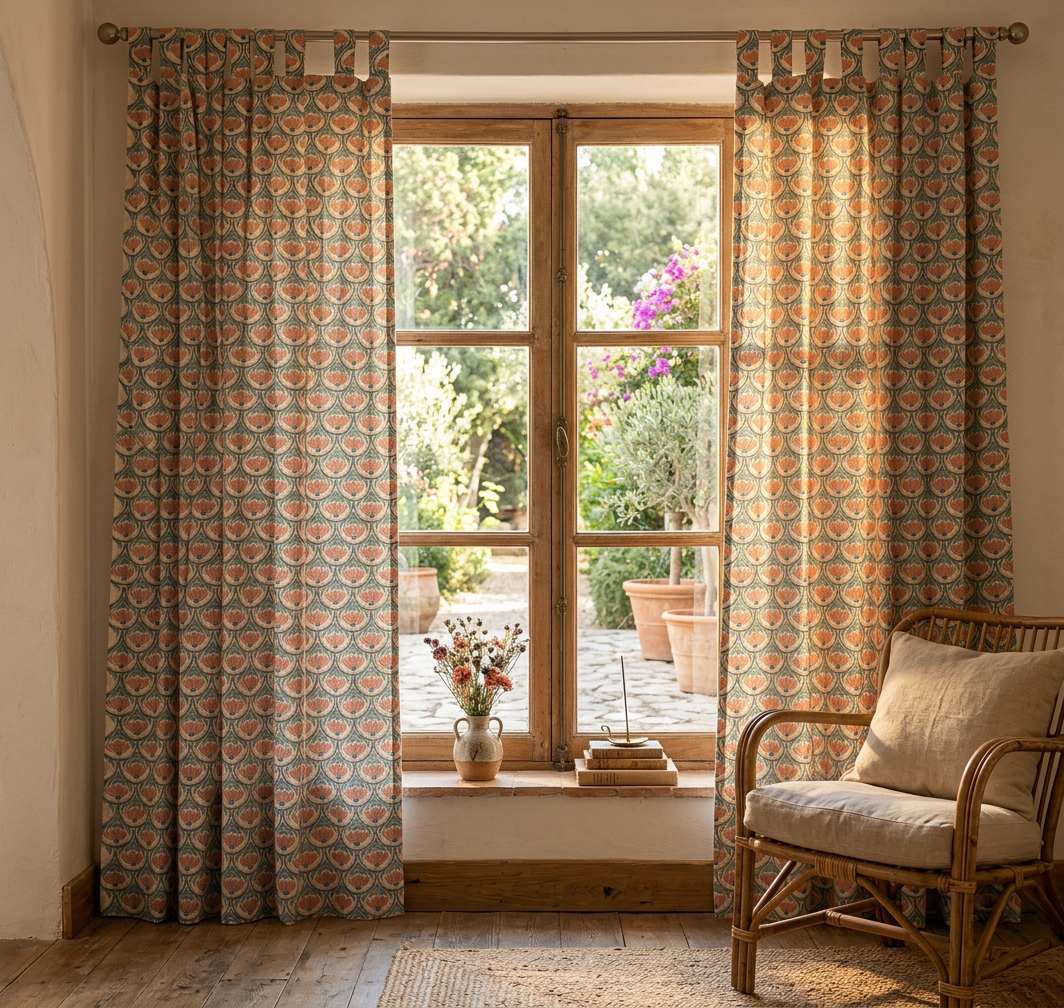 Coral Blush Semi-Sheer Curtain