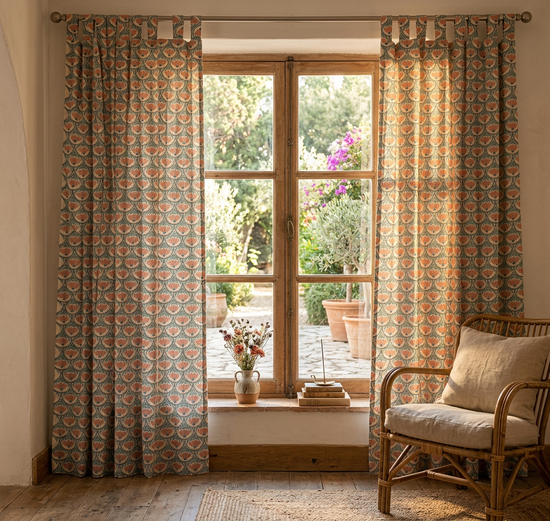 Coral Blush Semi-Sheer Curtain