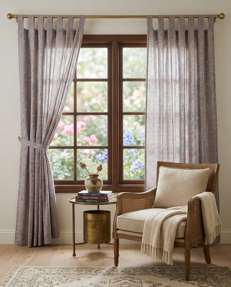 Coral Mist Semi Sheer Curtains