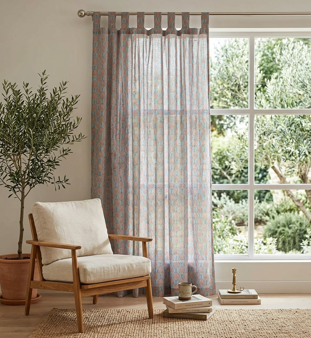 Coral Mist Semi Sheer Curtains