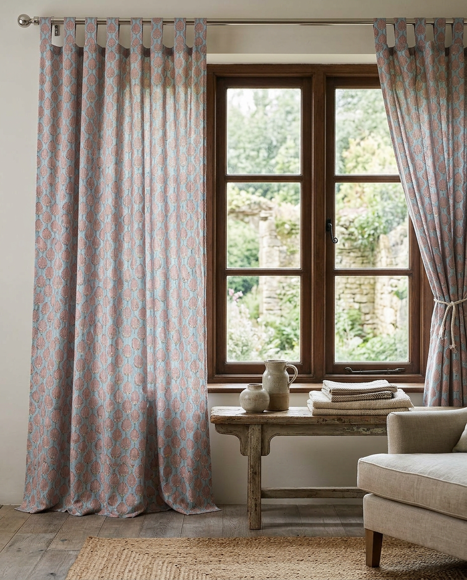 Coral Mist Semi Sheer Curtains
