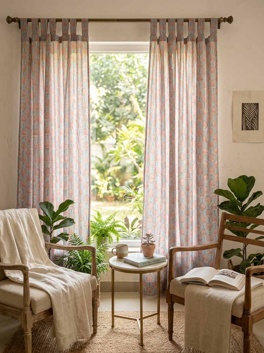 Coral Mist Semi Sheer Curtains