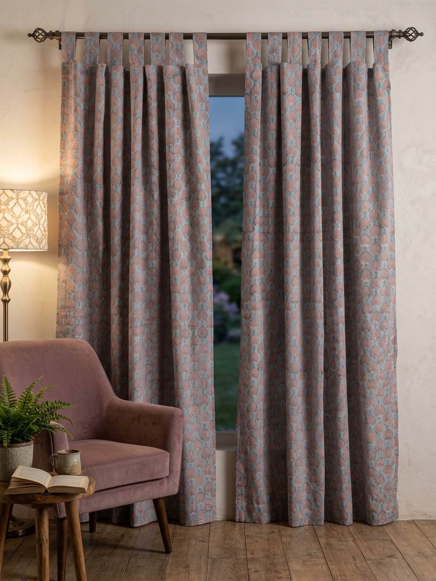 Coral Mist Semi Sheer Curtains