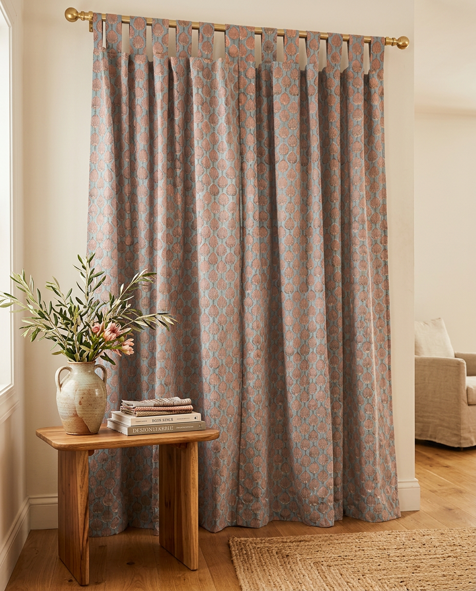 Coral Mist Semi Sheer Curtains