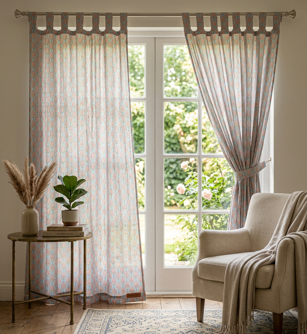 Coral Mist Semi Sheer Curtains