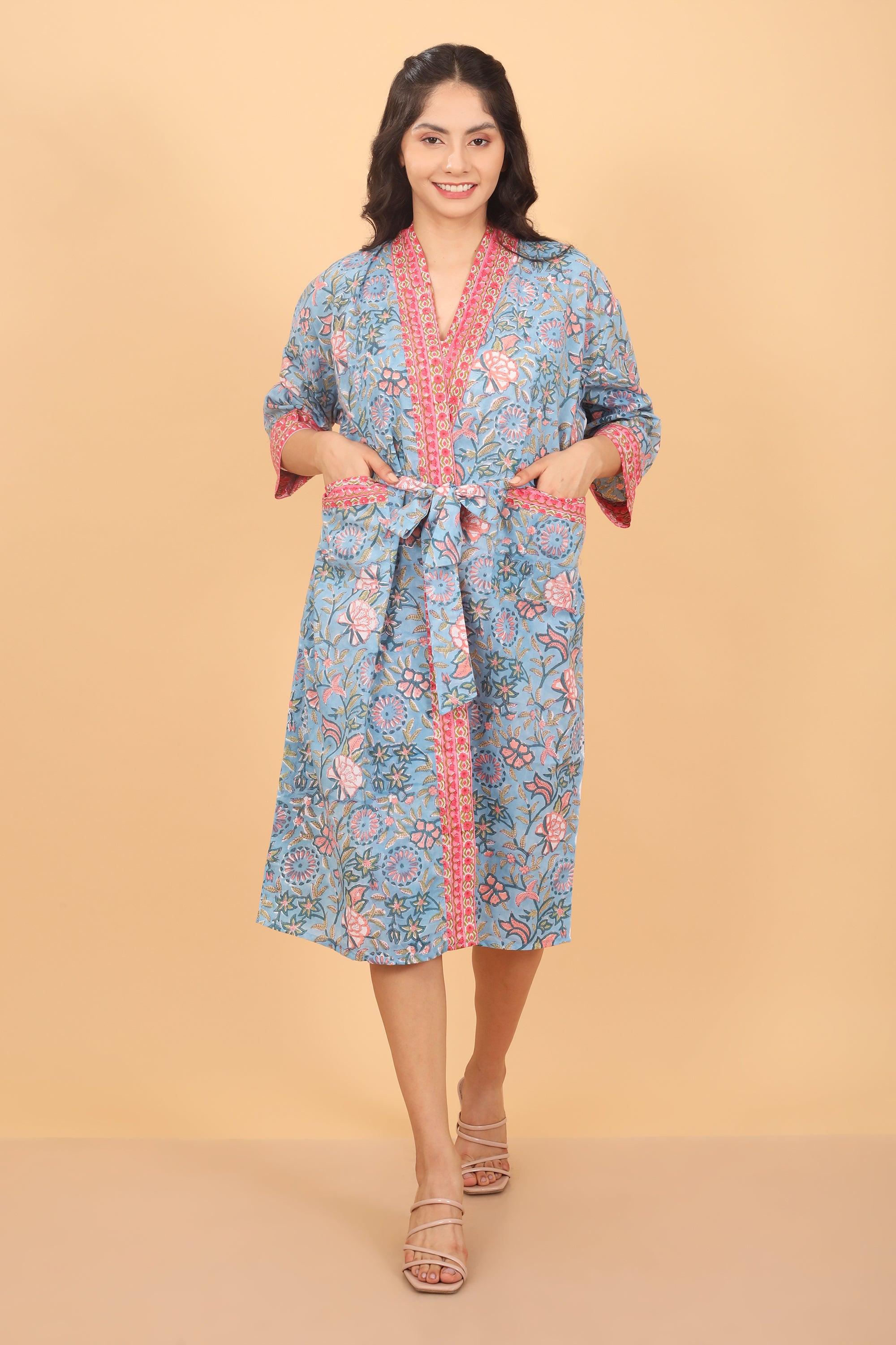 Ocean breeze - Sea foam green cotton robe