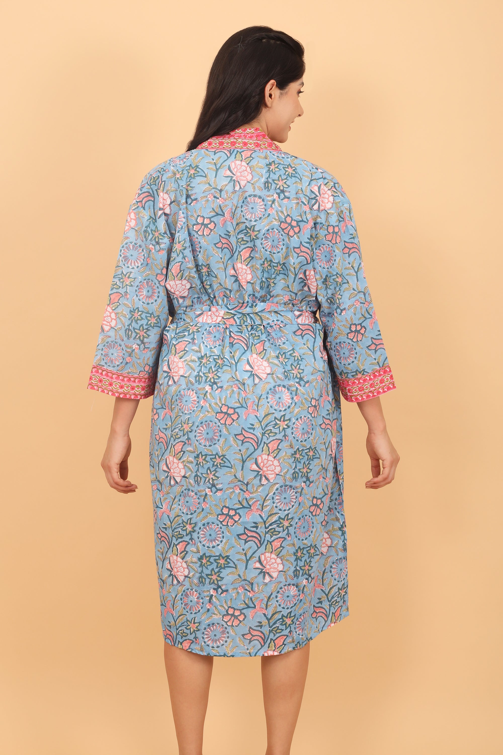 Ocean breeze - Sea foam green cotton robe