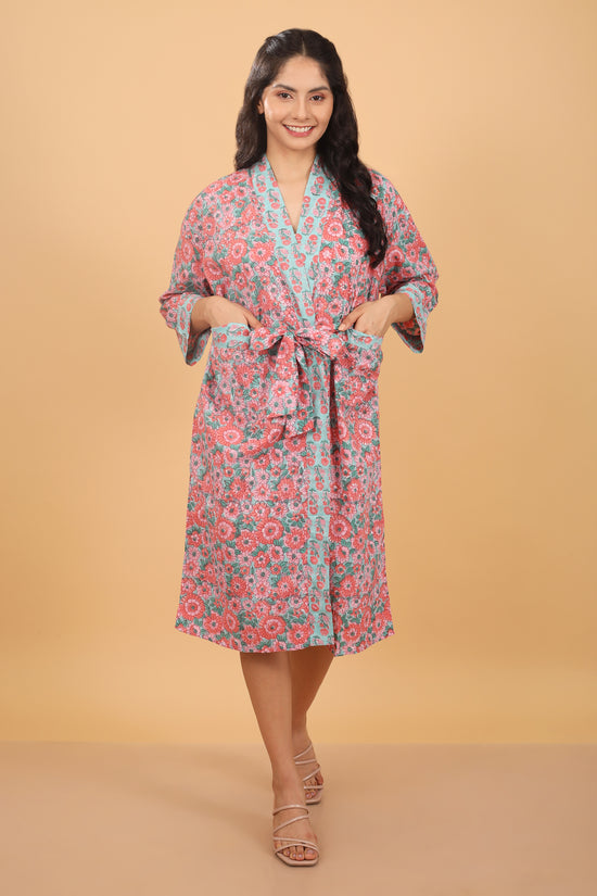 Blush blossom pink cotton robe