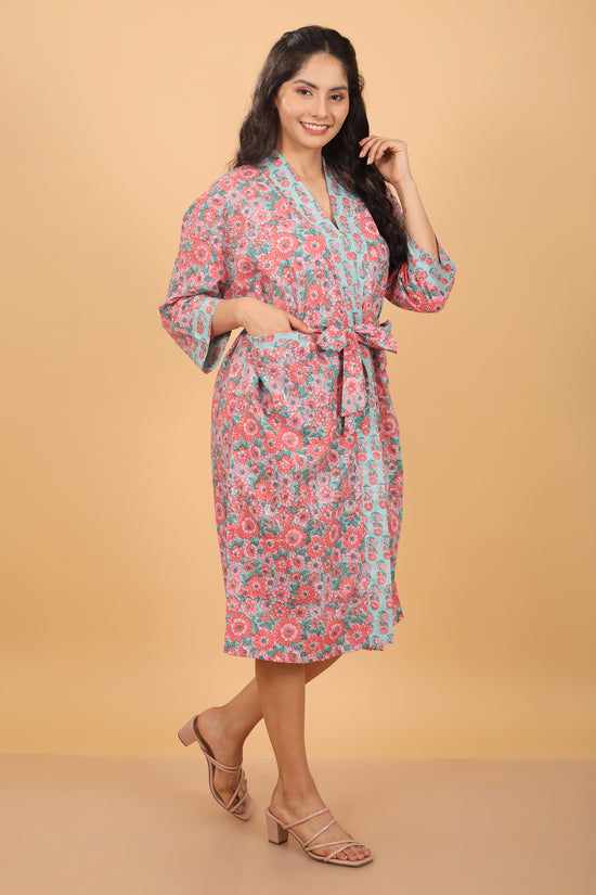 Blush blossom pink cotton robe