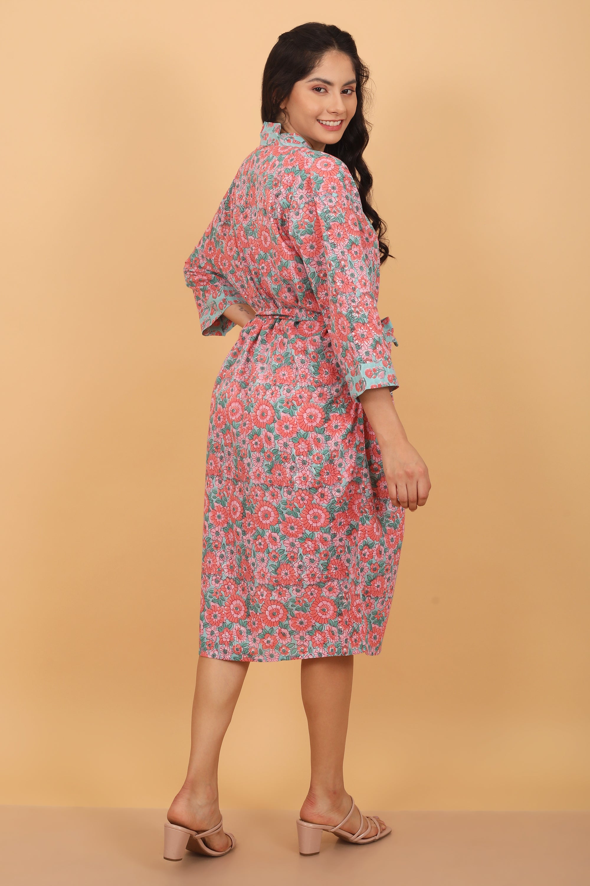 Blush blossom pink cotton robe
