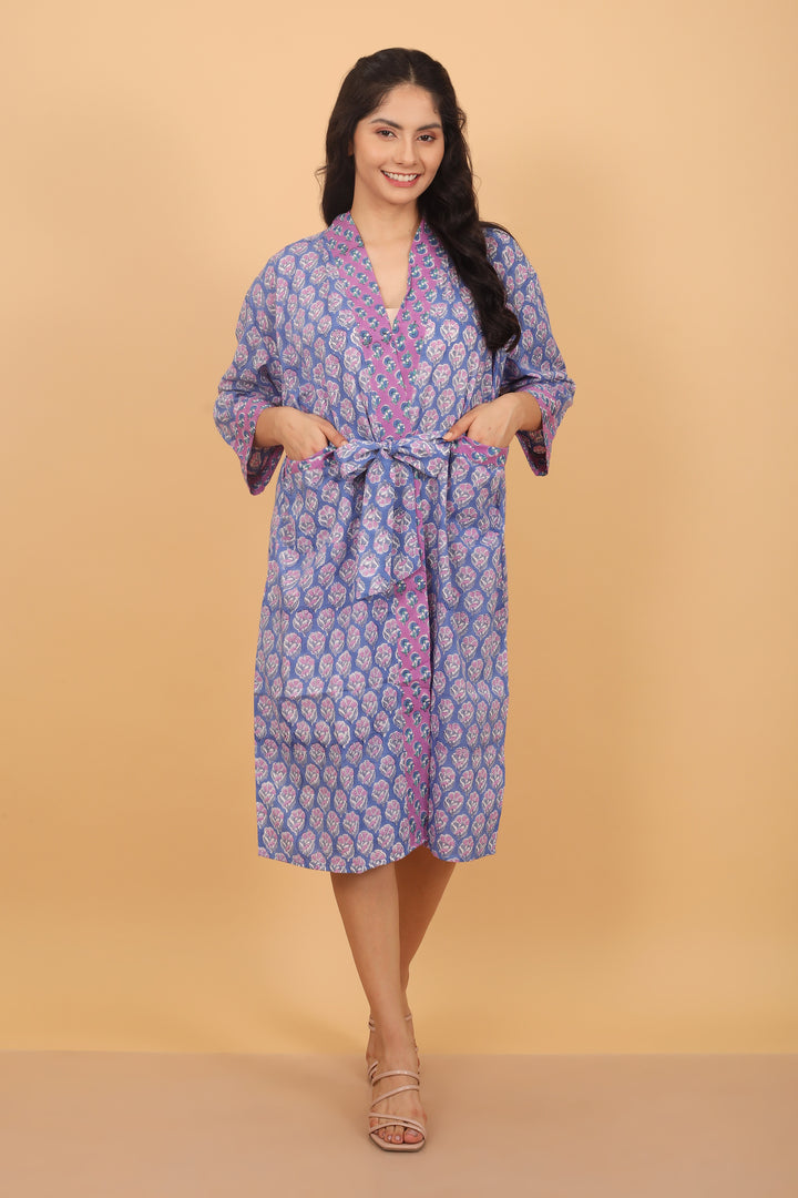 Royal lilac purple cotton robe