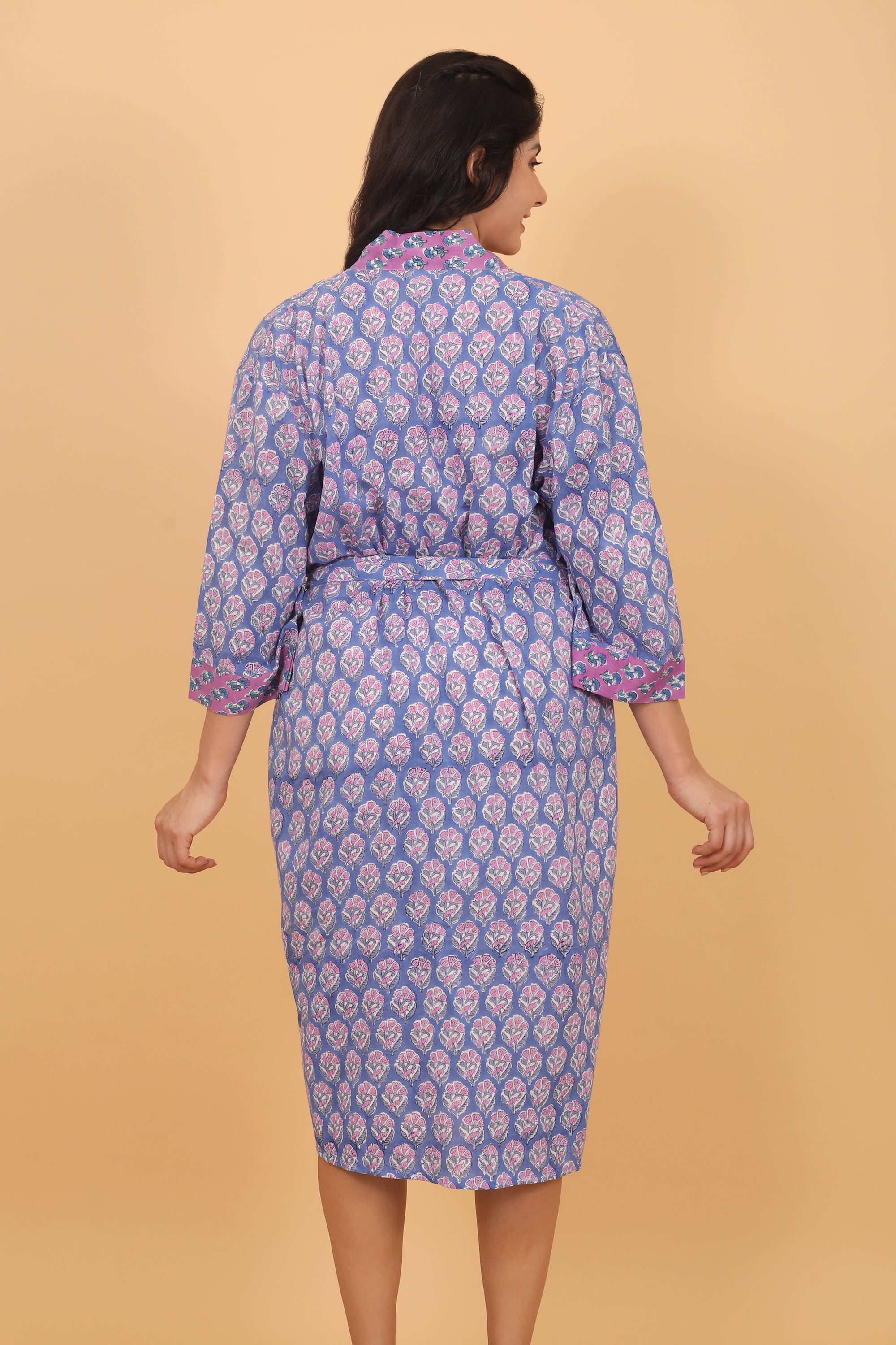 Royal lilac purple cotton robe
