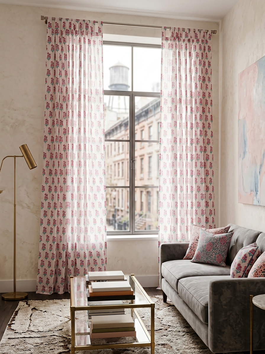 Morning Rose Semi Sheer Curtains