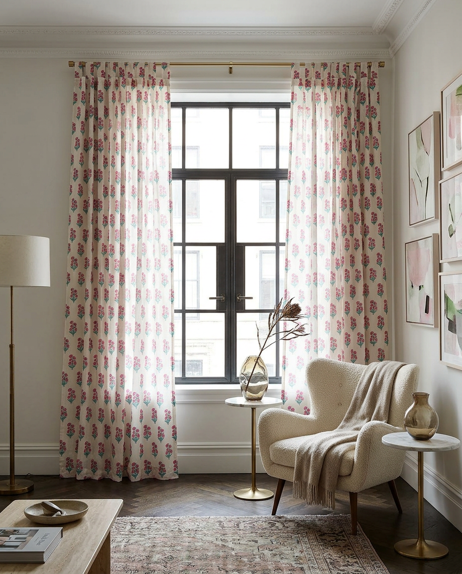 Morning Rose Semi Sheer Curtains