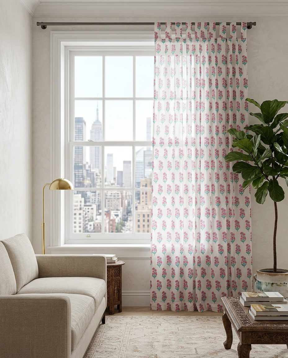 Morning Rose Semi Sheer Curtains